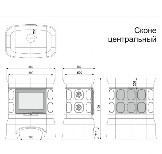 Сконе центральный. белая керамика_10