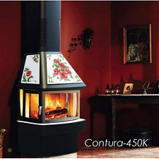 Contura 450 т, изразец. низкая модель. заднее подключение. труба дымохода не включена. высота 2050 мм.